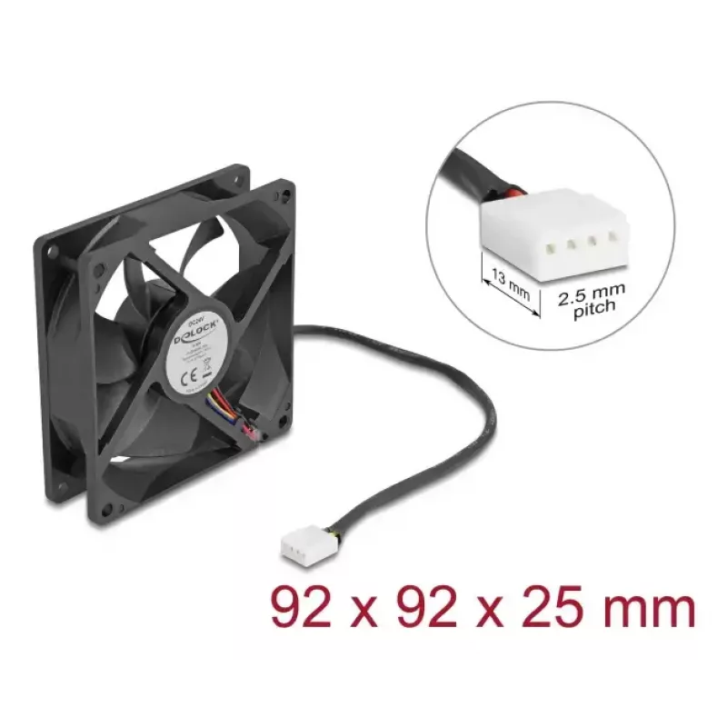 DeLOCK 67302 ventilátor 9,2 cm čierny guľôčkové ložisko