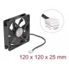 DELOCK 67303 počítačový skriňový ventilátor 120 mm, 24 V, guľôčkové ložisko, čierny