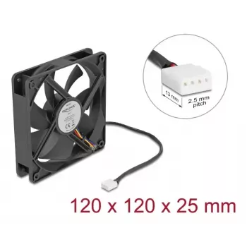 DELOCK 67303 počítačový skriňový ventilátor 120 mm, 24 V, guľôčkové ložisko, čierny