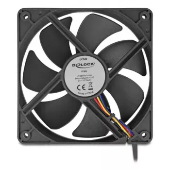 DELOCK 67303 počítačový skriňový ventilátor 120 mm, 24 V, guľôčkové ložisko, čierny