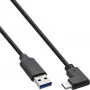 InLine USB 3.2 kábel, USB-C konektor samec zahnutý na USB-A konektor samec, čierny, 2m