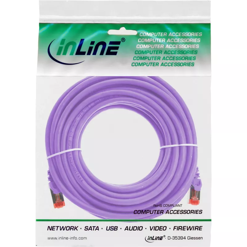 InLine patch kábel S/FTP PiMF Cat.6 250MHz PVC meď fialový 10m