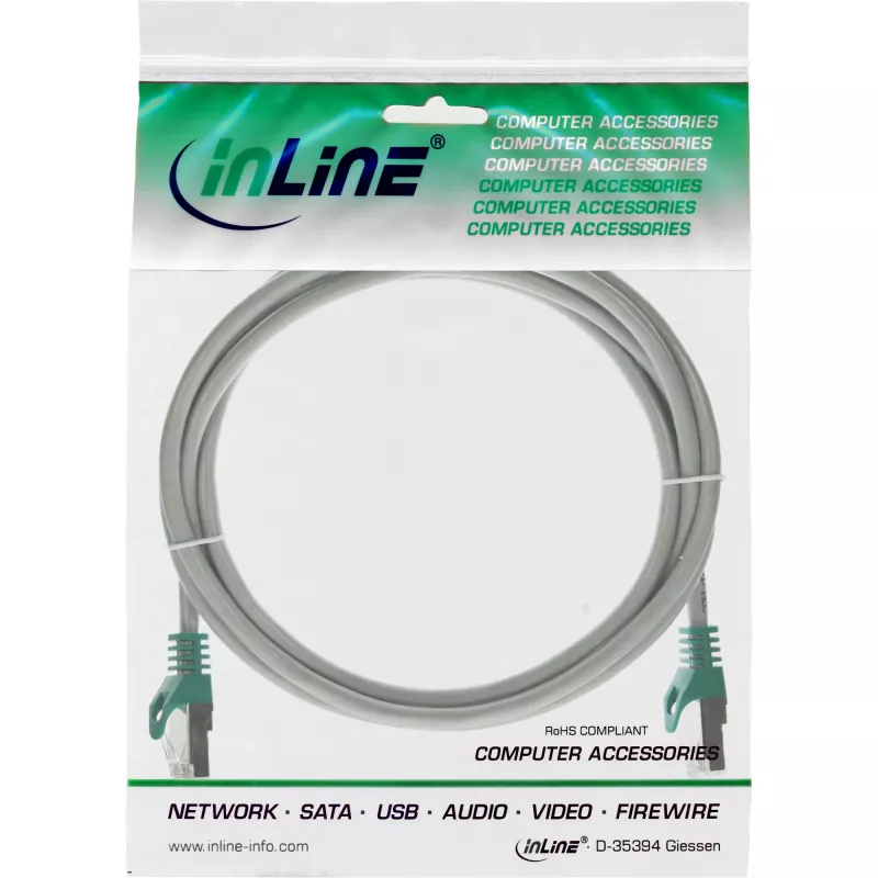 Patch kábel InLine Crossover PC-PC SF/UTP Cat.5e RJ-45 — 2 m, sivý