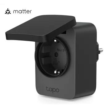 Smart konektor TP-Link Tapo P410M – Outdoor Wi-Fi zásuvka, 3680 W, 200–250 V, čierna