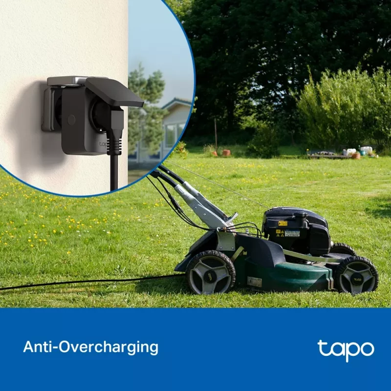 Smart konektor TP-Link Tapo P410M – Outdoor Wi-Fi zásuvka, 3680 W, 200–250 V, čierna