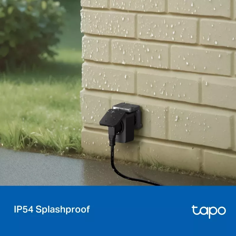 Smart konektor TP-Link Tapo P410M – Outdoor Wi-Fi zásuvka, 3680 W, 200–250 V, čierna