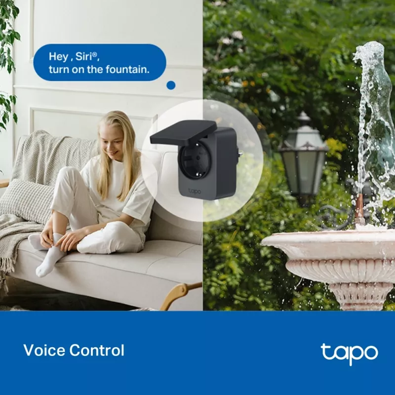 Smart konektor TP-Link Tapo P410M – Outdoor Wi-Fi zásuvka, 3680 W, 200–250 V, čierna