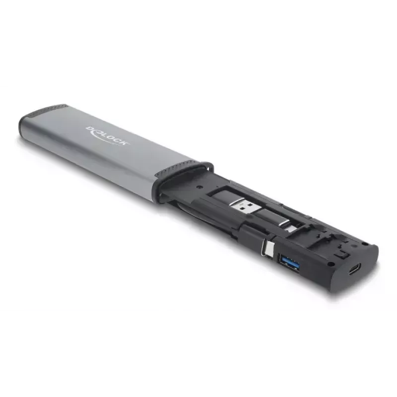 Čítačka kariet DELOCK USB 5 Gbps so slotmi SD a MicroSD, USB 3.2 Gen 1 Type-A/Type-C, kábel a adaptér, čierna/sivá