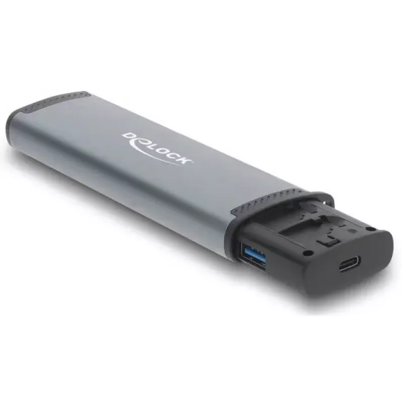 Čítačka kariet DELOCK USB 5 Gbps so slotmi SD a MicroSD, USB 3.2 Gen 1 Type-A/Type-C, kábel a adaptér, čierna/sivá