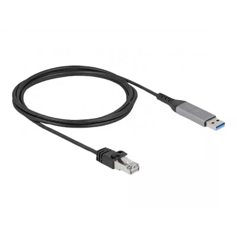 Sieťový kábel DELOCK 60756, USB A na RJ-45, 2 m, 10/100/1000Base-T(X), antracitový/čierny
