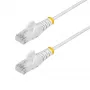 StarTech.com 1,5 m biely štíhly CAT6 Ethernet kábel, ochrana jazýčka, 100 W PoE, UTP, LSZH, 28AWG čistá holá medená kábel, štíhly RJ45 sieťový patch kábel s odľahčením, jednotlivo testovaný