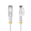 StarTech.com 1,5 m biely štíhly CAT6 Ethernet kábel, ochrana jazýčka, 100 W PoE, UTP, LSZH, 28AWG čistá holá medená kábel, štíhly RJ45 sieťový patch kábel s odľahčením, jednotlivo testovaný