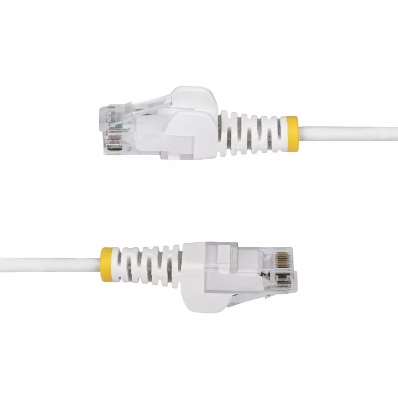 StarTech.com 1,5 m biely štíhly CAT6 Ethernet kábel, ochrana jazýčka, 100 W PoE, UTP, LSZH, 28AWG čistá holá medená kábel, štíhly RJ45 sieťový patch kábel s odľahčením, jednotlivo testovaný