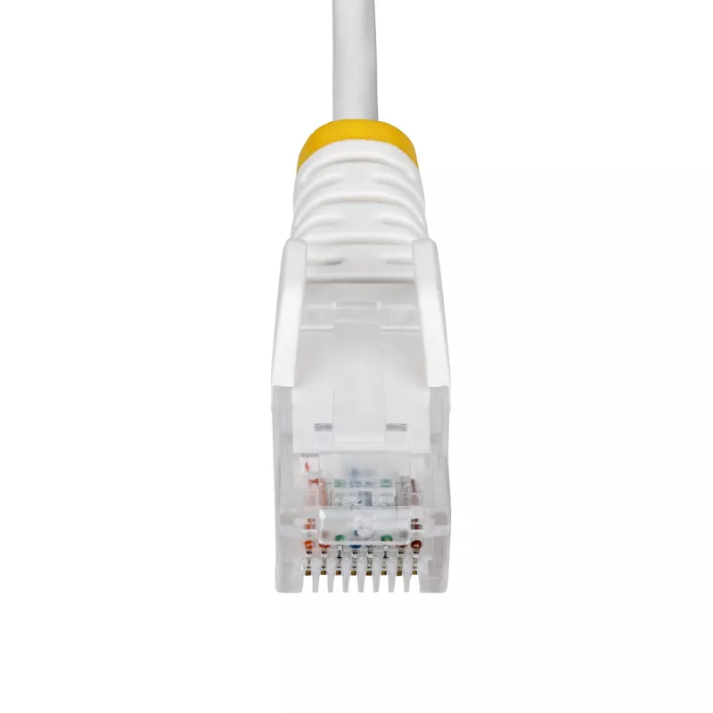 StarTech.com 1,5 m biely štíhly CAT6 Ethernet kábel, ochrana jazýčka, 100 W PoE, UTP, LSZH, 28AWG čistá holá medená kábel, štíhly RJ45 sieťový patch kábel s odľahčením, jednotlivo testovaný