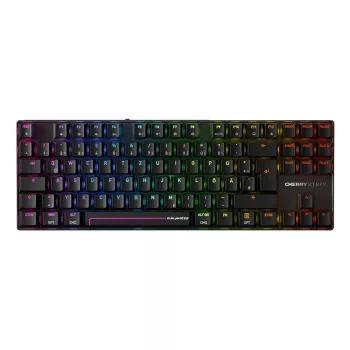 Bezdrôtová herná klávesnica CHERRY MX 8.2 Pro TMR — Tenkeyless, QWERTZ nemecká, USB + RF + Bluetooth, RGB, 88 klávesov, čierna