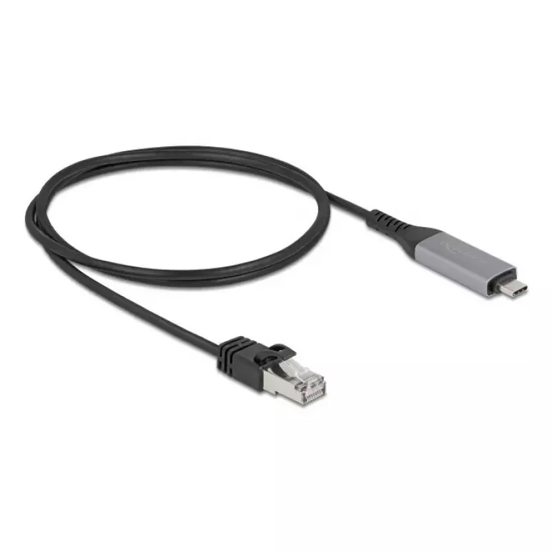 DELOCK USB-C-na-RJ45 Gigabit-Ethernet kábel 1 m Cat6 antracit/čierna