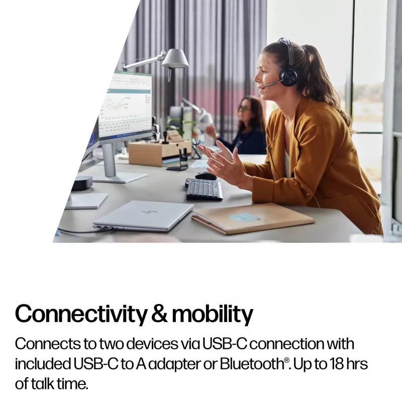 HP Poly Voyager Focus 2-M USB-C-C headset USB-C/A adaptér nabíjacia stanica