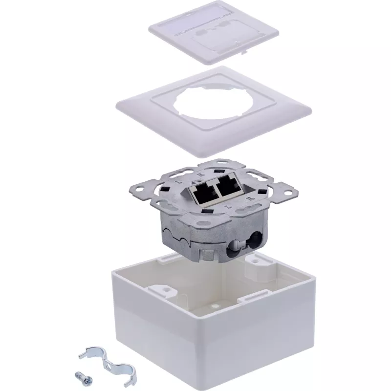 Sieťová zásuvka InLine 76842A 2 x RJ-45 biela sieťový kábel Cat 6a