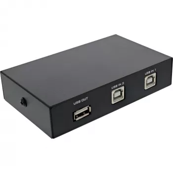 InLine USB 2.0 switch manuálny, USB-A zariadenie na 2 počítače, 75 mm, 115 mm, 25 mm, 128 g, 75 x 115 x 25 mm, 90 mm