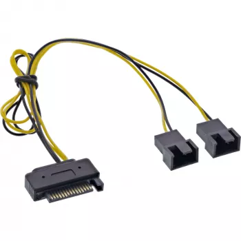 InLine SATA-Y napájací kábel SATA konektor samica / 2x ventilátor 2-pinový konektor samec 0,30 m