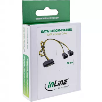 InLine SATA-Y napájací kábel SATA konektor samica / 2x ventilátor 2-pinový konektor samec 0,30 m