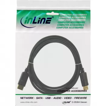 DisplayPort kábel InLine 15355, 0,5 m, DisplayPort–DisplayPort, čierny, 6 mm