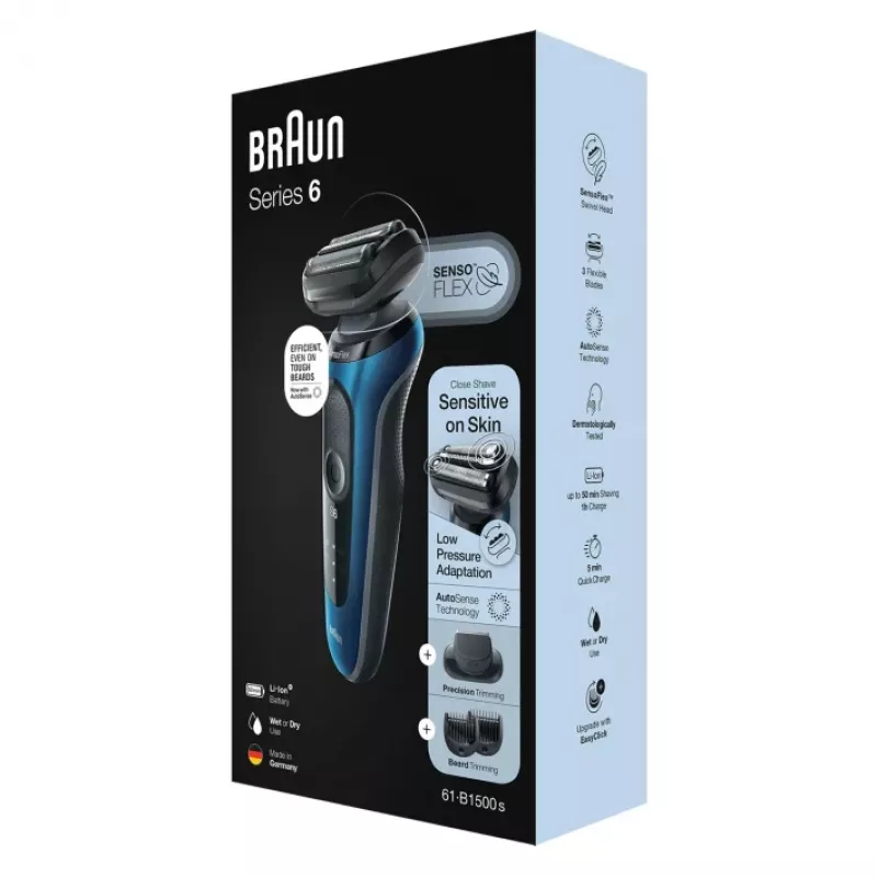 Braun Series 6 61-B1500s fóliový holiaci strojček s zastrihávačom modrý