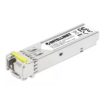 Intellinet Gigabit Fiber WDM bi-direkcionálny SFP optický transceiver modul 1000Base-BX-D (LC) Single-Mode port, 120 km, BiDi WDM (RX1490/TX1550), MSA-kompatibilný pre maximálnu kompatibilitu, strieborný