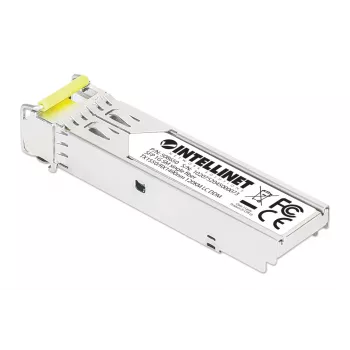 Intellinet Gigabit Fiber WDM bi-direkcionálny SFP optický transceiver modul 1000Base-BX-D (LC) Single-Mode port, 120 km, BiDi WDM (RX1490/TX1550), MSA-kompatibilný pre maximálnu kompatibilitu, strieborný