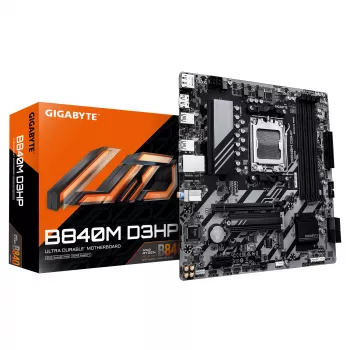 GIGABYTE B840M D3HP základná doska - AMD Ryzen 9000 CPU, 8+2+2 fázy VRM, až do 8200MHz DDR5(O.C), 2xPCIe 4.0 M.2, 1GbE LAN, USB 3.2 Gen 2