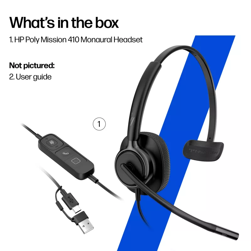 Káblový stereo headset HP Poly Mission 425 Classic USB, cez uši, 126 g