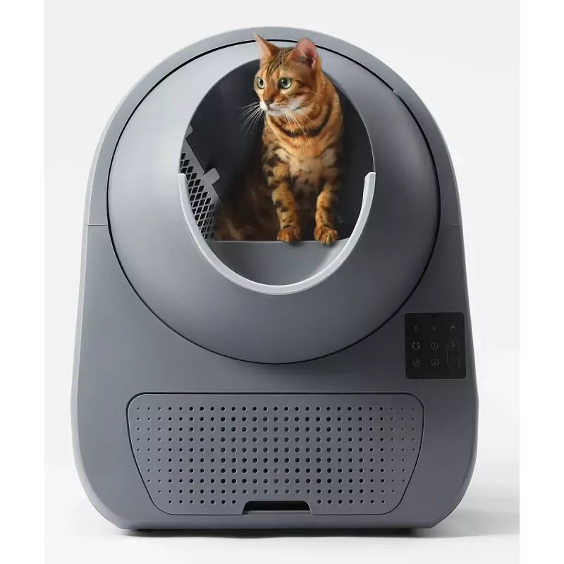 Samočistiaca mačacia toaleta Catlink Pro-X Luxury — kapacita 65 L, sivá, 580×600 mm