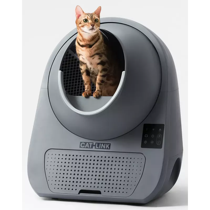 Samočistiaca mačacia toaleta Catlink Pro-X Luxury — kapacita 65 L, sivá, 580×600 mm
