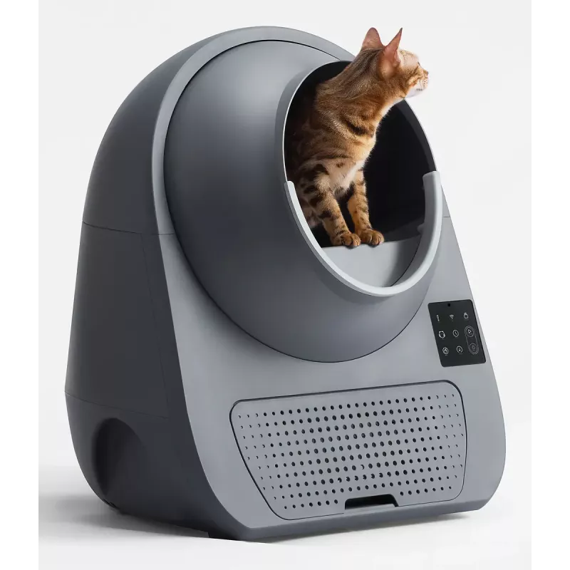 Samočistiaca mačacia toaleta Catlink Pro-X Luxury — kapacita 65 L, sivá, 580×600 mm