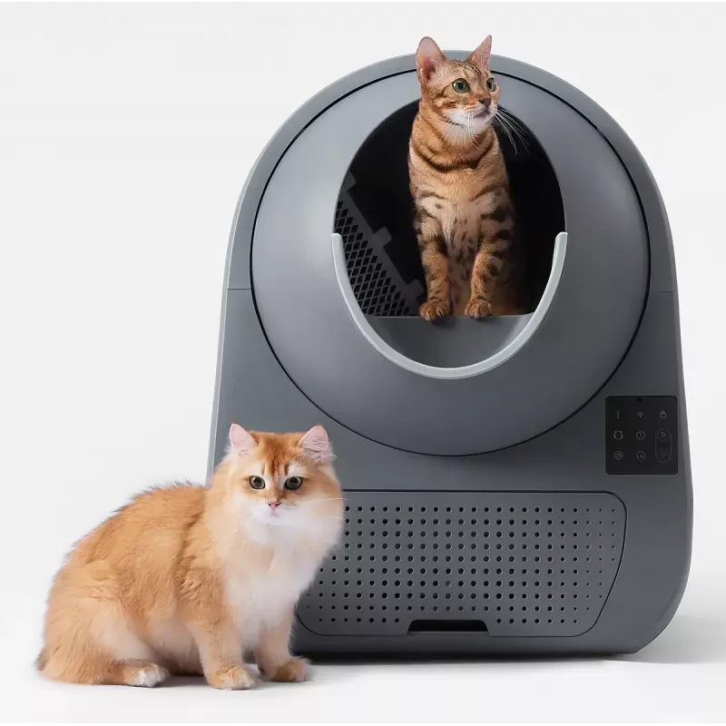 Samočistiaca mačacia toaleta Catlink Pro-X Luxury — kapacita 65 L, sivá, 580×600 mm