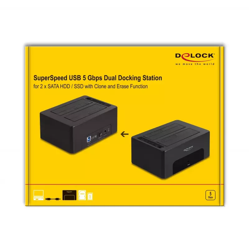 HDD/SSD skriňa DeLOCK 64187 čierna 2,5/3,5 palcov 5 Gbit/s