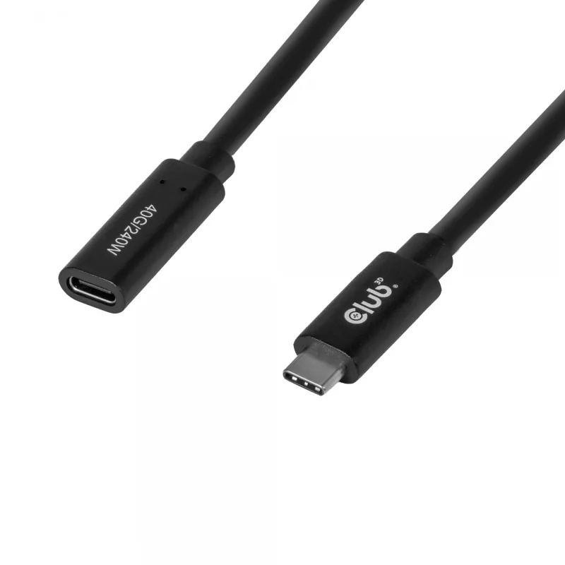 USB-C 40Gbps predlžovací kábel 1 m — club 3d, USB C na USB C, čierny