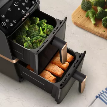 Philips 4000 Series Dual Stack Airfryer vertikálny kôš 10L stojanový 2750 W teplovzdušná fritéza čierna