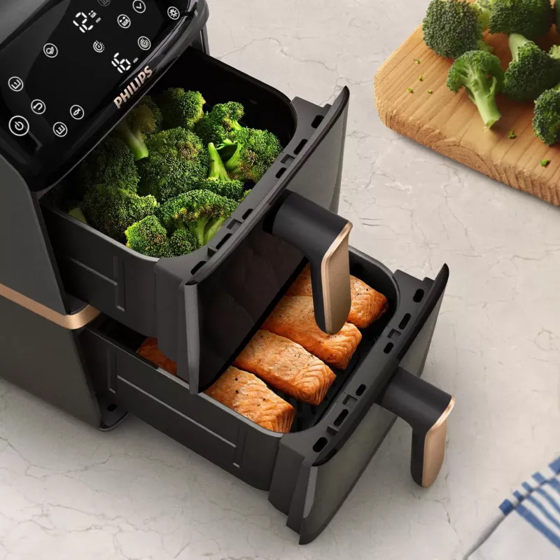 Philips 4000 Series Dual Stack Airfryer vertikálny kôš 10L stojanový 2750 W teplovzdušná fritéza čierna