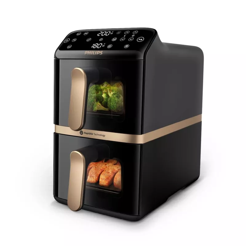 Philips 4000 Series Dual Stack Airfryer vertikálny kôš 10L stojanový 2750 W teplovzdušná fritéza čierna