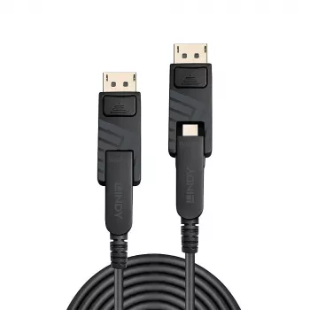 Lindy 30m sklolaminátový hybridný Mini-DisplayPort 1.4 kábel s odnímateľnými DP konektormi