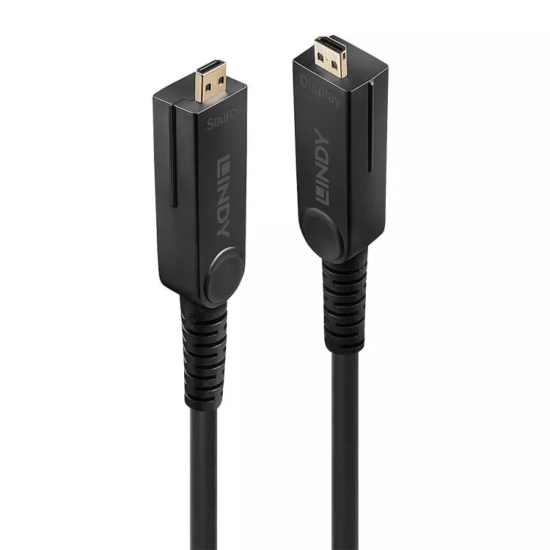 Lindy 40m optický hybridný micro-HDMI 18G kábel s odnímateľnými HDMI a DVI konektormi