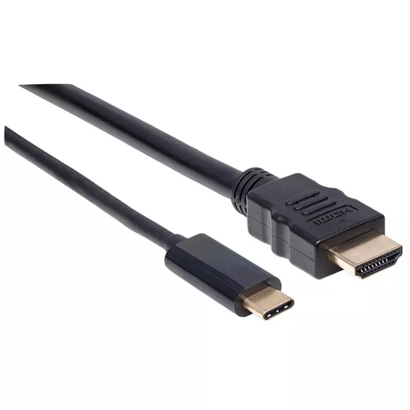 Manhattan USB-C na HDMI kábel, 4K@30Hz, 2 m, čierny, konektor samec na konektor samec, trojročná záruka