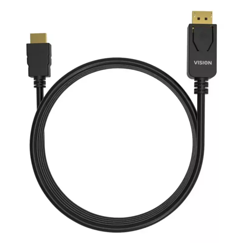 Video kábel adaptér VISION TC 2MDPHDMI8K/BL — 2 m DisplayPort na HDMI, 6 mm, čierny