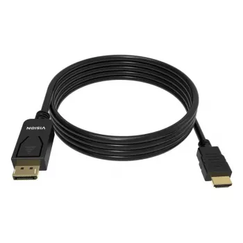 Video kábel adaptér VISION TC 2MDPHDMI8K/BL — 2 m DisplayPort na HDMI, 6 mm, čierny