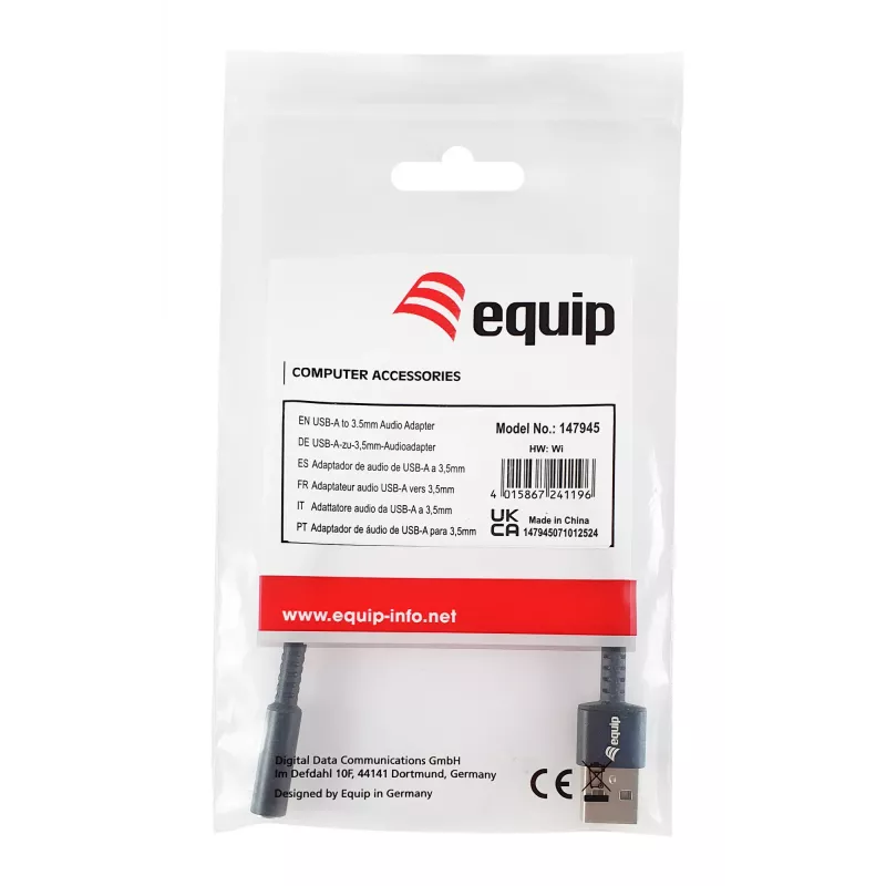Equip 147945 audio kábel 0,15 m 3,5 mm USB Type-A čierny