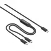 Manhattan duálny nabíjací kábel USB-C na USB-C, 100 W, 2 m, konektor samec na dva konektory samec, inteligentný rozbočovací kábel, nabíja dve zariadenia cez jeden USB-C-PD port, dodáva až 100 W pri samostatnom nabíjaní a až 70 W + 28 W pri dvojitom nabíjaní, opletený kábel, hliníkové konektory, čierny