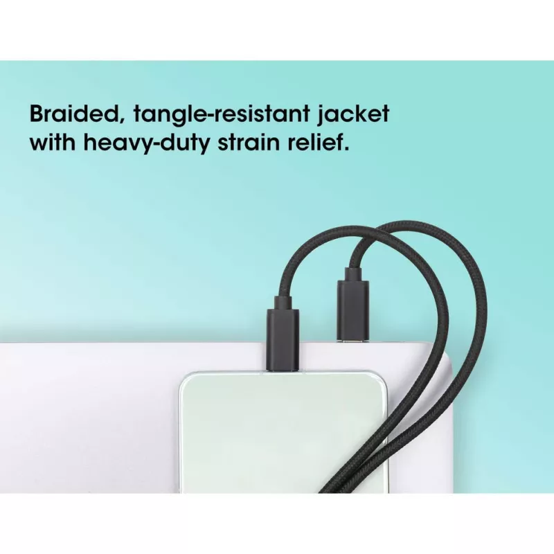 Manhattan duálny nabíjací kábel USB-C na USB-C, 100 W, 2 m, konektor samec na dva konektory samec, inteligentný rozbočovací kábel, nabíja dve zariadenia cez jeden USB-C-PD port, dodáva až 100 W pri samostatnom nabíjaní a až 70 W + 28 W pri dvojitom nabíjaní, opletený kábel, hliníkové konektory, čierny