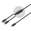 Manhattan duálny nabíjací kábel USB-C na USB-C, 100 W, 2 m, konektor samec na dva konektory samec, inteligentný rozbočovací kábel, nabíja dve zariadenia cez jeden USB-C-PD port, dodáva až 100 W pri samostatnom nabíjaní a až 70 W + 28 W pri dvojitom nabíjaní, opletený kábel, hliníkové konektory, čierny