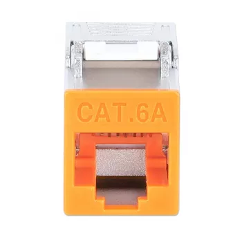 Intellinet Cat6a 10G tienený bez nástrojov tenký Keystone Jack, oranžový